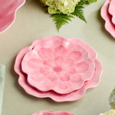 Certified International (Set Of 4) 9" Wildflower 3D Floral Melamine Salad Plates Pink 6 Certified International (Set Of 4) 9" Wildflower 3D Floral Melamine Salad Plates Pink - Image 4