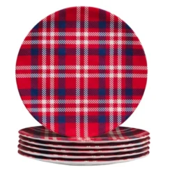 Set Of 6 Patriotic Plaid Melamine Dining Plates - Certified International -Certified International GUEST 13328d9f 3627 4098 bacd 5404fa897f42