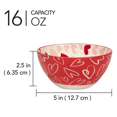 Certified International Set Of 6 Valentine's Day Dining Bowls Red/White 5 Certified International Set Of 6 Valentine's Day Dining Bowls Red/White - Image 3