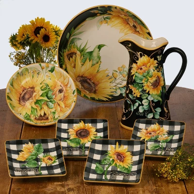 36oz 4pk Earthenware Sunflower Fields Soup Bowls - Certified International 3 36oz 4pk Earthenware Sunflower Fields Soup Bowls - Certified International