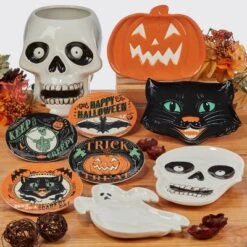 160oz Earthenware Scaredy Cat Skeleton 3-D Treat Jar - Certified International