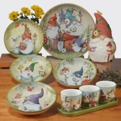 Set Of 4 Garden Gnomes Assorted Soup/Pasta Bowls - Certified International -Certified International GUEST 238233f2 d04d 4440 8883 dea56085a045