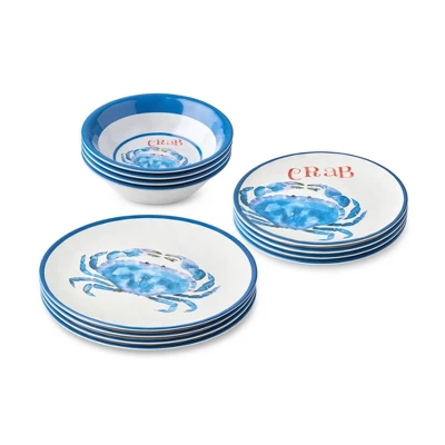 Certified International 12pc Beach House Crab Melamine Dinnerware Set 4 Certified International 12pc Beach House Crab Melamine Dinnerware Set - Image 2