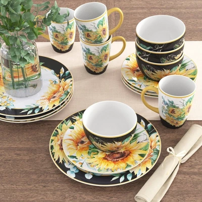 22oz 4pk Earthenware Sunflower Fields Ice Cream Bowls - Certified International 4 22oz 4pk Earthenware Sunflower Fields Ice Cream Bowls - Certified International - Image 2