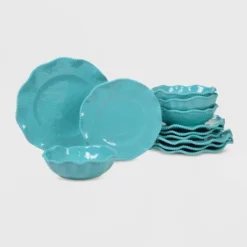 Certified International 12pc Melamine Perlette Dinnerware Set Teal -Certified International GUEST 33c6d9f9 6d5c 43ad b035 b32dc6cbbe31