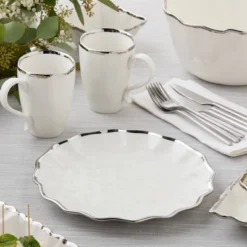 Certified International (Set Of 4) 11" Dinner Plates Regency Silver