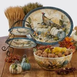Earthenware Harvest Gatherings 2-Tier Server - Certified International