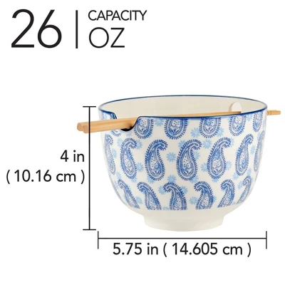 Certified International Set Of 2 26oz Carnival Ramen Bowls Blue 5 Certified International Set Of 2 26oz Carnival Ramen Bowls Blue - Image 3