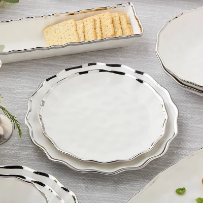 Certified International (Set Of 4) 9" Salad Plates Regency Silver 6 Certified International (Set Of 4) 9" Salad Plates Regency Silver - Image 4