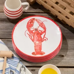 Certified International (Set Of 6) 11" Beach House Lobster Melamine Dinner Plates