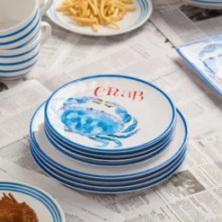 Certified International (Set Of 6) 11" Beach House Crab Melamine Salad Plates -Certified International GUEST 4d7bb12d 4f74 452d 9bf5 52cac94eb343