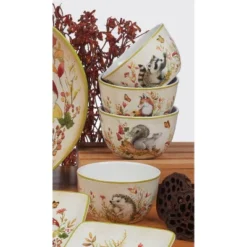 Certified International Set Of 4 24oz Woodland Critters Ice Cream Bowls