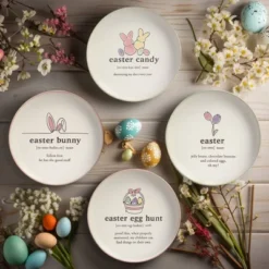Certified International (Set Of 4) 6" Easter Words Canape Plates