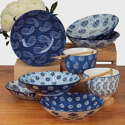 Certified International Set Of 2 26oz Carnival Ramen Bowls Blue 6 Certified International Set Of 2 26oz Carnival Ramen Bowls Blue - Image 4