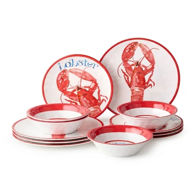 Certified International 12pc Beach House Lobster Melamine Dinnerware Set 9 Certified International 12pc Beach House Lobster Melamine Dinnerware Set - Image 7
