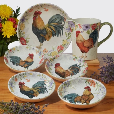 Floral Rooster Serving/Pasta Bowl - Certified International 4 Floral Rooster Serving/Pasta Bowl - Certified International - Image 2