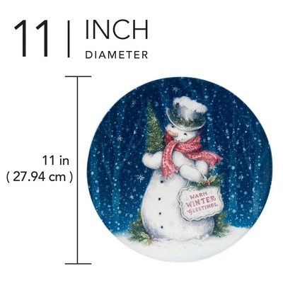 Certified International Set Of 4 Snowman Greetings Dinner Plates 4 Certified International Set Of 4 Snowman Greetings Dinner Plates - Image 2