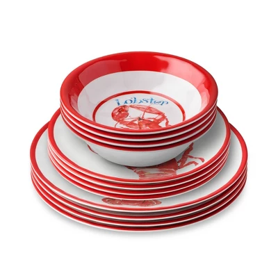 Certified International 12pc Beach House Lobster Melamine Dinnerware Set 4 Certified International 12pc Beach House Lobster Melamine Dinnerware Set - Image 2
