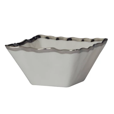 Certified International Set Of 4 14oz Regency Square Snack Bowls Silver 3 Certified International Set Of 4 14oz Regency Square Snack Bowls Silver - Image 2