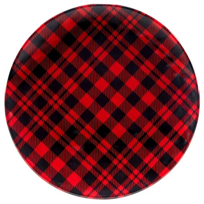 Certified International 2pc Red Buffalo Plaid Melamine Platter Set 4 Certified International 2pc Red Buffalo Plaid Melamine Platter Set - Image 2