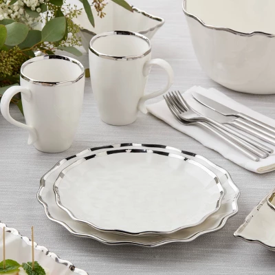 Certified International (Set Of 4) 9" Salad Plates Regency Silver 3 Certified International (Set Of 4) 9" Salad Plates Regency Silver