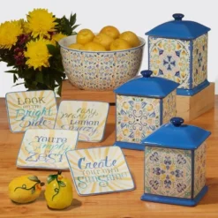 3pc Lemonade Square Canister Storage Set - Certified International -Certified International GUEST 90d97f6a b0eb 479d 872d 4192922ac459