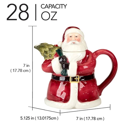 Certified International 28 Fl Oz Santa's Secret Teapot 4 Certified International 28 Fl Oz Santa's Secret Teapot - Image 2