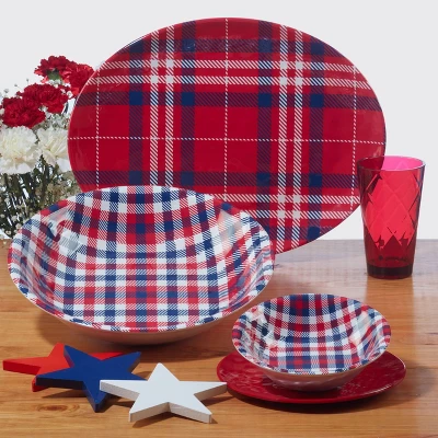 Set Of 6 Patriotic Plaid Melamine All Purpose Bowls - Certified International 3 Set Of 6 Patriotic Plaid Melamine All Purpose Bowls - Certified International - Image 2