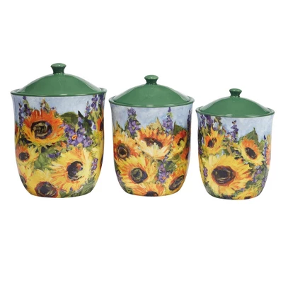 3pc Sunflower Bouquet Canister Set - Certified International 3 3pc Sunflower Bouquet Canister Set - Certified International