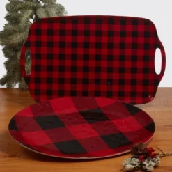 Certified International 2pc Red Buffalo Plaid Melamine Platter Set 8 Certified International 2pc Red Buffalo Plaid Melamine Platter Set -Certified International GUEST b3525689 395a 49dc 92b3 0c3c36b11543