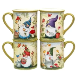 Set Of 4 Garden Gnomes Assorted 18oz Mugs - Certified International -Certified International GUEST b4477f7c b24d 4d33 a276 6d984975987f