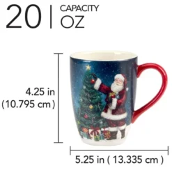 Certified International Set Of 4 20oz Santa's Secret Mugs
