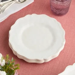 Certified International (Set Of 4) 9" Isabella Cream Crackle Melamine Salad Plates