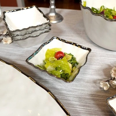 Certified International Set Of 4 14oz Regency Square Snack Bowls Silver 5 Certified International Set Of 4 14oz Regency Square Snack Bowls Silver - Image 4