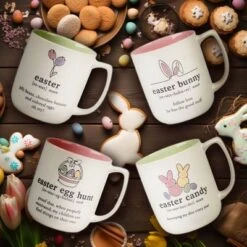 Certified International (Set Of 4) 18oz Easter Words Mugs