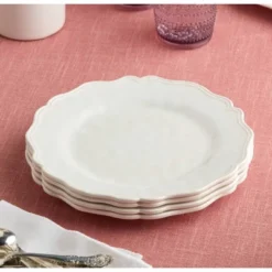 Certified International (Set Of 4) 11" Isabella Cream Crackle Melamine Dinner Plates