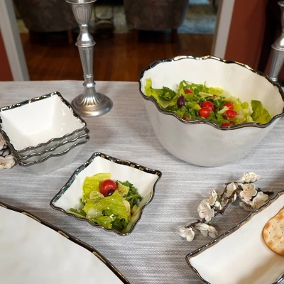 Certified International Set Of 4 14oz Regency Square Snack Bowls Silver 6 Certified International Set Of 4 14oz Regency Square Snack Bowls Silver - Image 5