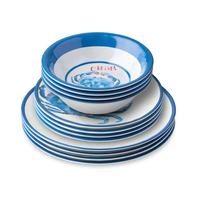 Certified International 12pc Beach House Crab Melamine Dinnerware Set 5 Certified International 12pc Beach House Crab Melamine Dinnerware Set - Image 3