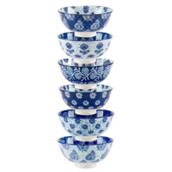 Certified International Set Of 6 13pc Carnival All Purpose Bowls Blue