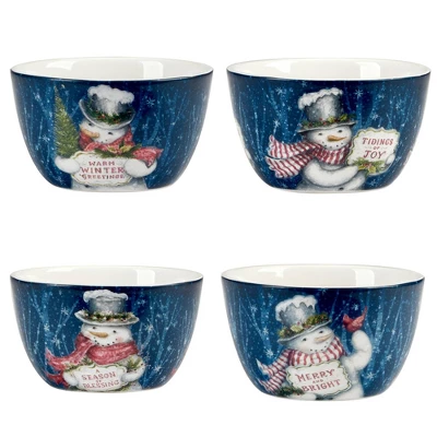 Certified International Set Of 4 24oz Snowman Greetings Ice Cream Bowls 3 Certified International Set Of 4 24oz Snowman Greetings Ice Cream Bowls