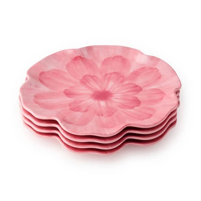 Certified International (Set Of 4) 9" Wildflower 3D Floral Melamine Salad Plates Pink 7 Certified International (Set Of 4) 9" Wildflower 3D Floral Melamine Salad Plates Pink - Image 5