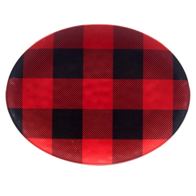 Certified International 2pc Red Buffalo Plaid Melamine Platter Set 3 Certified International 2pc Red Buffalo Plaid Melamine Platter Set