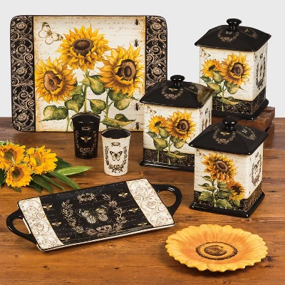 Certified International French Sunflowers Canisters - Set Of 3 (56, 60, 96 Oz.) 2 Certified International French Sunflowers Canisters - Set Of 3 (56, 60, 96 Oz.)