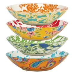 Set Of 4 Damask Floral Assorted Soup Bowls - Certified International